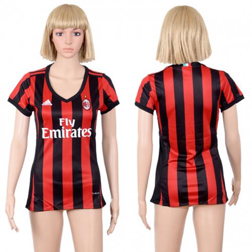 Women's AC Milan Blank Home Soccer Club Jersey - Click Image to Close